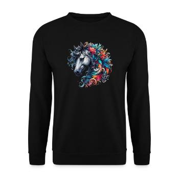 Pferd - Unisex Pullover - Schwarz - Vorne - Alina (178cm) & Michal (187cm)