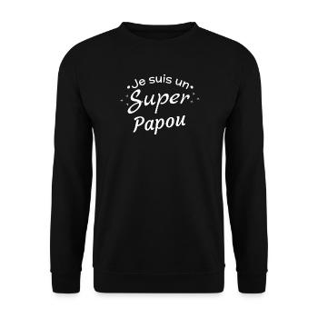 Ich bin ein Super-Papua - Unisex Pullover - Schwarz - Vorne - Alina (178cm) & Michal (187cm)