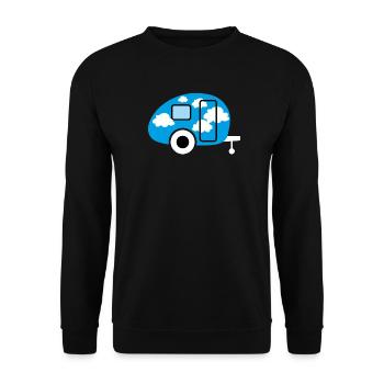 Caravan Caravan Clouds Camper Camping Retro Fan - Unisex Sweatshirt - black - Front - Alina (178cm) & Michal (187cm)