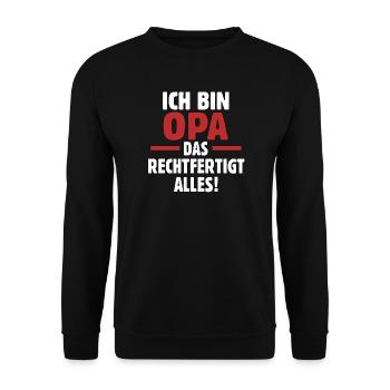 Je suis grand-père – ça justifie tout ! - Sweat-shirt Unisexe - noir - Devant - Alina (178cm) & Michal (187cm)