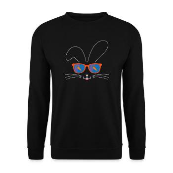 Osterhase lustig mit Sonnenbrille funny Bunny - Unisex Pullover - Schwarz - Vorne - Alina (178cm) & Michal (187cm)