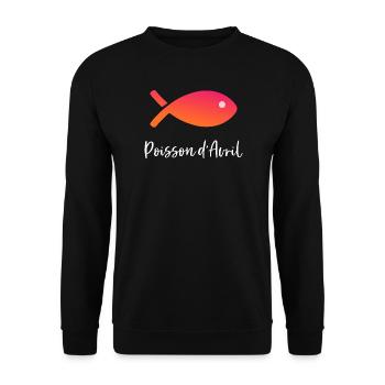 POISSON. POISSON D'AVRIL. VACANCES. ETE. HUMOUR - Sweat-shirt Unisexe - noir - Devant - Alina (178cm) & Michal (187cm)