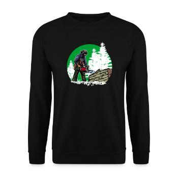 Arbre bûcheron tronçonneuse bois boiserie forêt - Sweat-shirt Unisexe - noir - Devant - Alina (178cm) & Michal (187cm)