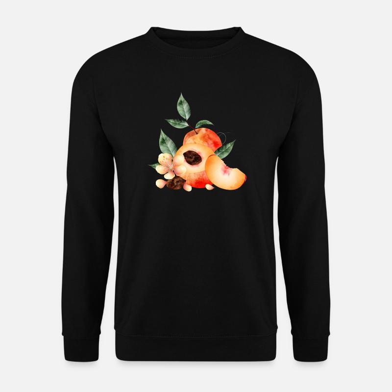 Pfirsichhälfte,Pfirsiche,Pfirsich,-blüten und keil - Unisex Pullover - Schwarz