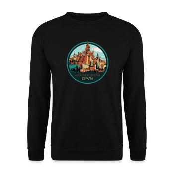 Alcázar von Segovia, Spanien Illustration - Unisex Pullover - Schwarz - Vorne - Alina (178cm) & Michal (187cm)