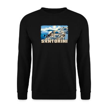 Santorin, Grèce, océan, volcan Akrotiri - Sweat-shirt Unisexe - noir - Devant - Alina (178cm) & Michal (187cm)