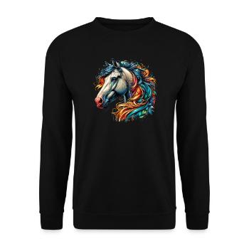 Horse - Unisex Sweatshirt - black - Front - Alina (178cm) & Michal (187cm)