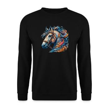 Pferd - Unisex Pullover - Schwarz - Vorne - Alina (178cm) & Michal (187cm)