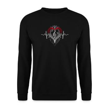Heartbeat Music Heart Pulse Notes - Unisex Sweatshirt - black - Front - Alina (178cm) & Michal (187cm)