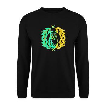 Leopard Tiger Katze Lorbeerkranz - Unisex Pullover - Schwarz - Vorne - Alina (178cm) & Michal (187cm)