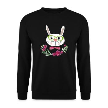 Osterhase Osterfest - Unisex Pullover - Schwarz - Vorne - Alina (178cm) & Michal (187cm)