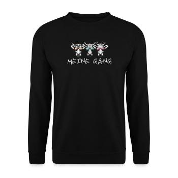meine gang kühe bauernhof tiere landleben rinder - Unisex Pullover - Schwarz - Vorne - Alina (178cm) & Michal (187cm)