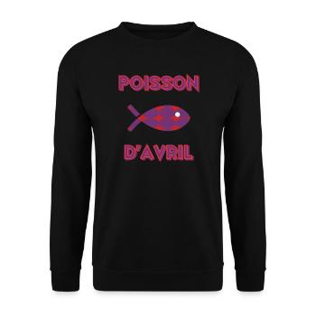 POISSON. SARDINE. POISSON D'AVRIL - Sweat-shirt Unisexe - noir - Devant - Alina (178cm) & Michal (187cm)