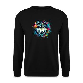 Wolf - Unisex Sweatshirt - black - Front - Alina (178cm) & Michal (187cm)