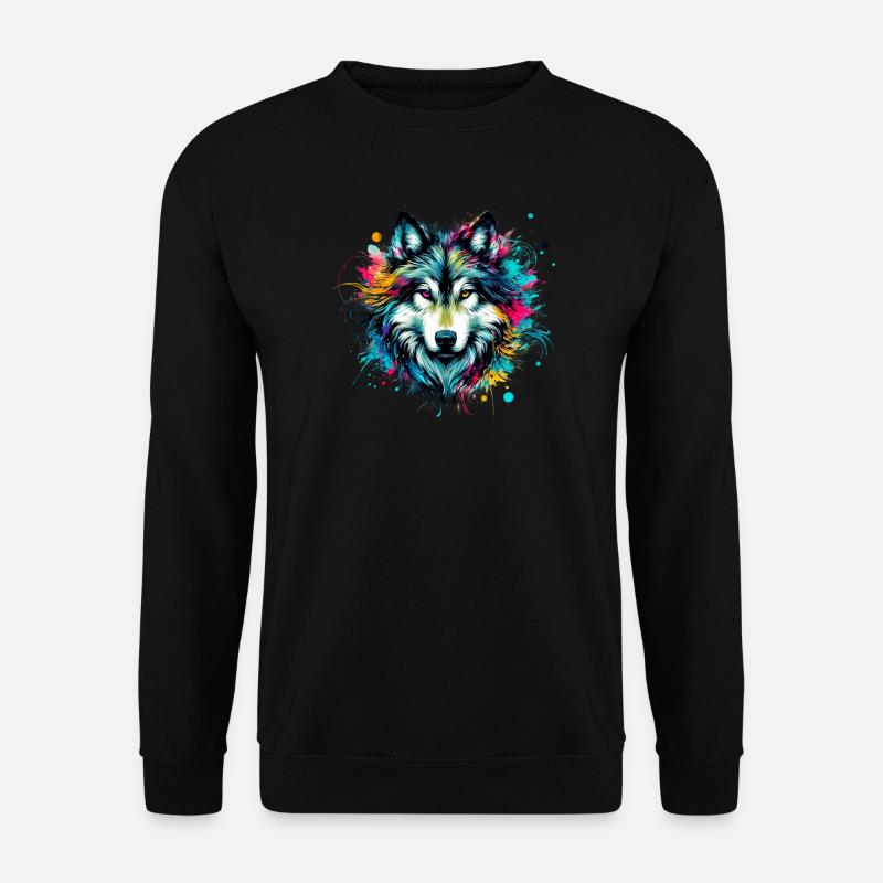 Wolf - Unisex Pullover - Schwarz