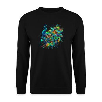 Pfau - Unisex Pullover - Schwarz - Vorne - Alina (178cm) & Michal (187cm)