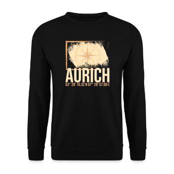 Aurich Koordinaten - Unisex Pullover - Schwarz - Vorne - Alina (178cm) & Michal (187cm)