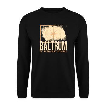 Baltrum Koordinaten - Unisex Pullover - Schwarz - Vorne - Alina (178cm) & Michal (187cm)