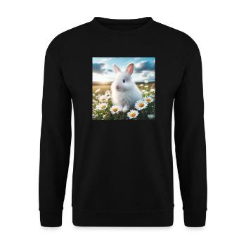Adorable White Bunny - Unisex Sweatshirt - black - Front - Alina (178cm) & Michal (187cm)
