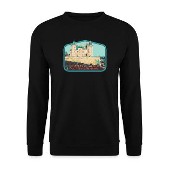 Château de Saumur, Loire-Tal - Unisex Pullover - Schwarz - Vorne - Alina (178cm) & Michal (187cm)