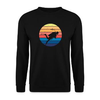 Retro Vibe Taucher - Unisex Pullover - Schwarz - Vorne - Alina (178cm) & Michal (187cm)