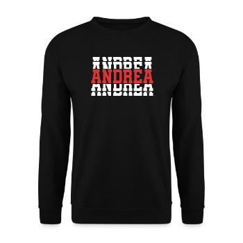 T-Shirt Andrea T-Shirt Geschenkidee gestapelter Text - Unisex Pullover - Schwarz - Vorne - Alina (178cm) & Michal (187cm)