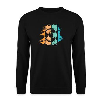 retro Fußball Team Verein Illustration Ballsymbol - Unisex Pullover - Schwarz - Vorne - Alina (178cm) & Michal (187cm)