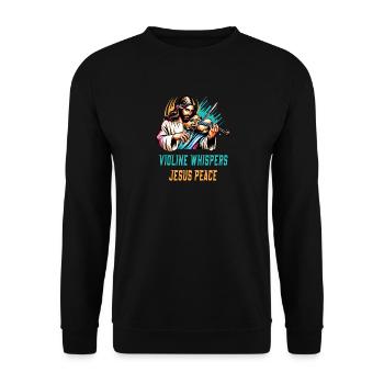 Violin whispers Jesus peace design - Unisex Sweatshirt - black - Front - Alina (178cm) & Michal (187cm)