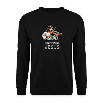 Violinen Akkorde für Jesus Christlicher Gott - Unisex Pullover - Schwarz - Vorne - Alina (178cm) & Michal (187cm)