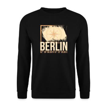 Berlin Koordinaten - Unisex Pullover - Schwarz - Vorne - Alina (178cm) & Michal (187cm)