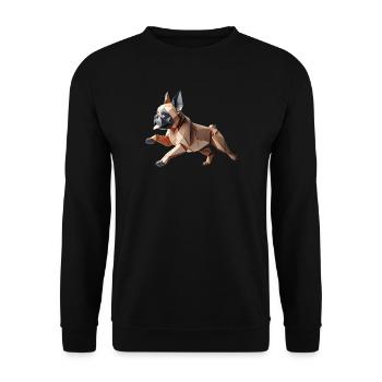 chien bouledogue français origami géométrique 3d - Sweat-shirt Unisexe - noir - Devant - Alina (178cm) & Michal (187cm)