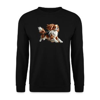 chien cavalier king charles origami géométrique 3d - Sweat-shirt Unisexe - noir - Devant - Alina (178cm) & Michal (187cm)