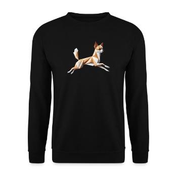 chien chihuahua qui court origami géométrique 3d - Sweat-shirt Unisexe - noir - Devant - Alina (178cm) & Michal (187cm)