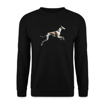 chien levrier qui court origami géométrique 3d - Sweat-shirt Unisexe - noir - Devant - Alina (178cm) & Michal (187cm)
