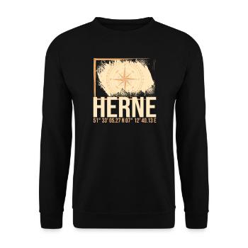 Herne Koordinaten - Unisex Pullover - Schwarz - Vorne - Alina (178cm) & Michal (187cm)