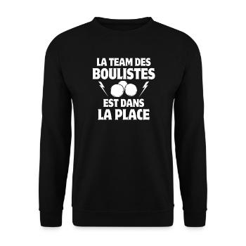 pétanque, bowler, pétanque fan - Unisex Sweatshirt - black - Front - Alina (178cm) & Michal (187cm)