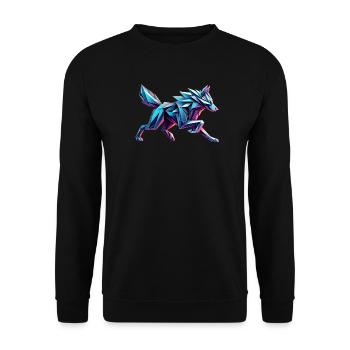 loup origami 3d géométrique neon - Sweat-shirt Unisexe - noir - Devant - Alina (178cm) & Michal (187cm)