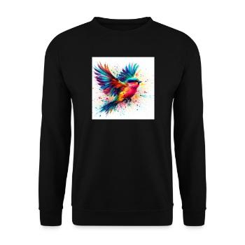 Aquarelle Oiseau Volant - Sweat-shirt Unisexe - noir - Devant - Alina (178cm) & Michal (187cm)