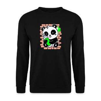 Panda Sprayer Graffiti Spraydose Street Art Kunst - Unisex Pullover - Schwarz - Vorne - Alina (178cm) & Michal (187cm)