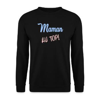 MAMAN. FÊTE DES MÈRES - Sweat-shirt Unisexe - noir - Devant - Alina (178cm) & Michal (187cm)