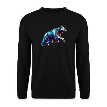 3D Geometric Origami Bear - Unisex Sweatshirt - black - Front - Alina (178cm) & Michal (187cm)