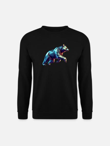 Geometrischer 3D-Origami-Bär - Unisex Pullover - Schwarz