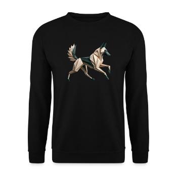 3D Geometrischer Origami-Malinois-Hund - Unisex Pullover - Schwarz - Vorne - Alina (178cm) & Michal (187cm)