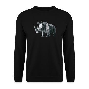Rhinoceros Origami geometrisch 3d - Unisex Pullover - Schwarz - Vorne - Alina (178cm) & Michal (187cm)