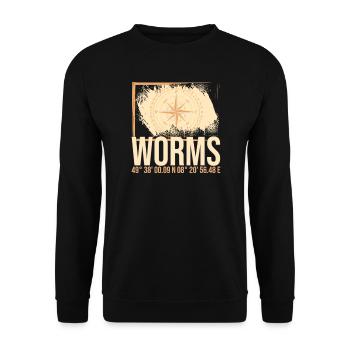 Worms Koordinaten - Unisex Pullover - Schwarz - Vorne - Alina (178cm) & Michal (187cm)