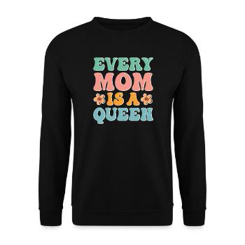 Jede Mama ist eine Königin - Unisex Pullover - Schwarz - Vorne - Alina (178cm) & Michal (187cm)