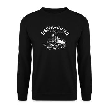Eisenbahner retro Lok alte Bahn vintage Dampflok - Unisex Pullover - Schwarz - Vorne - Alina (178cm) & Michal (187cm)
