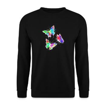 Art, Street Art, Graffiti, Butterfly - Unisex Sweatshirt - black - Front - Alina (178cm) & Michal (187cm)