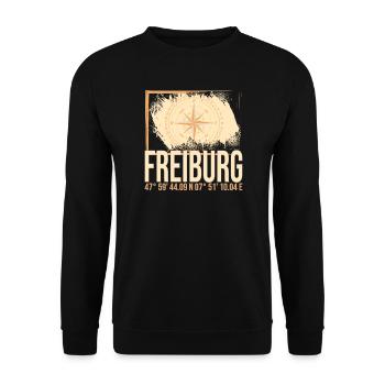 Freiburg Koordinaten - Unisex Pullover - Schwarz - Vorne - Alina (178cm) & Michal (187cm)