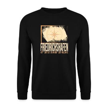 Friedrichshafen Koordinaten - Unisex Pullover - Schwarz - Vorne - Alina (178cm) & Michal (187cm)